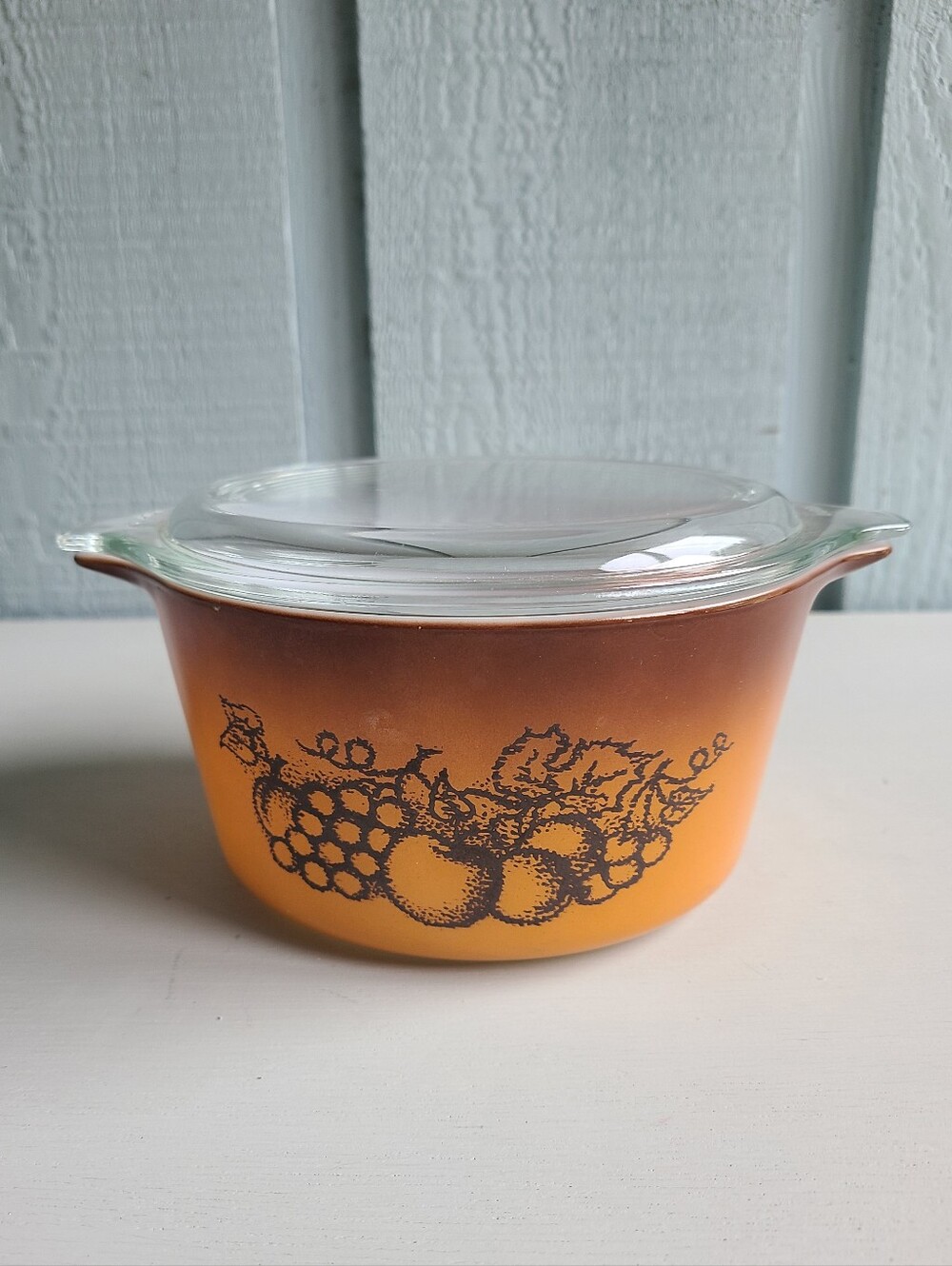 Vintage Pyrex Old Orchard 473 1 Quart Covered Casserole Dish